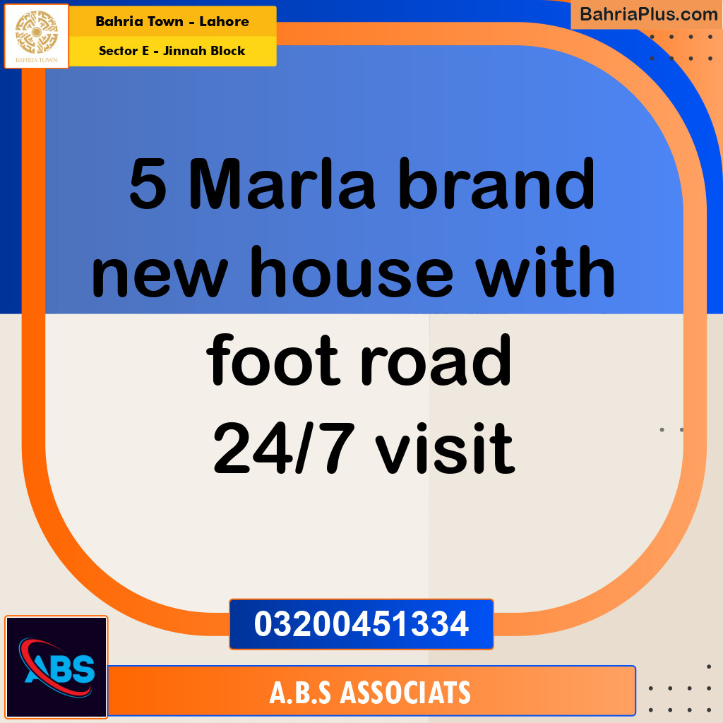 5 Marla Residential House for Sale in Sector E - Jinnah Block -  Bahria Town, Lahore - (BP-264395)