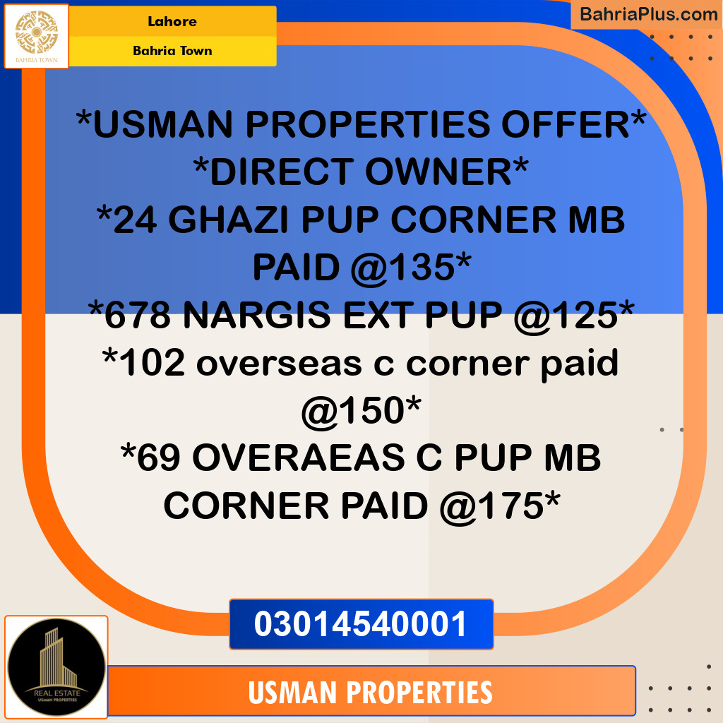 Residential Plot for Sale in Bahria Town, Lahore - (BP-264400)