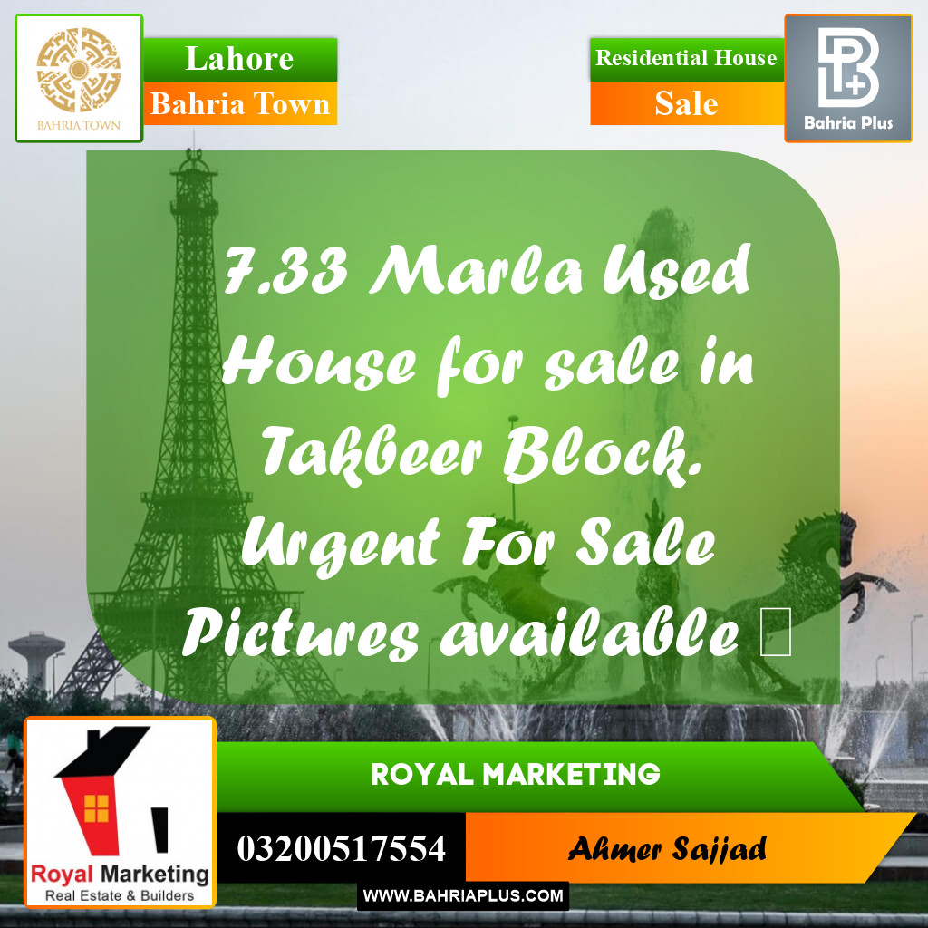 Residential House for Sale in Bahria Town, Lahore - (BP-264418)