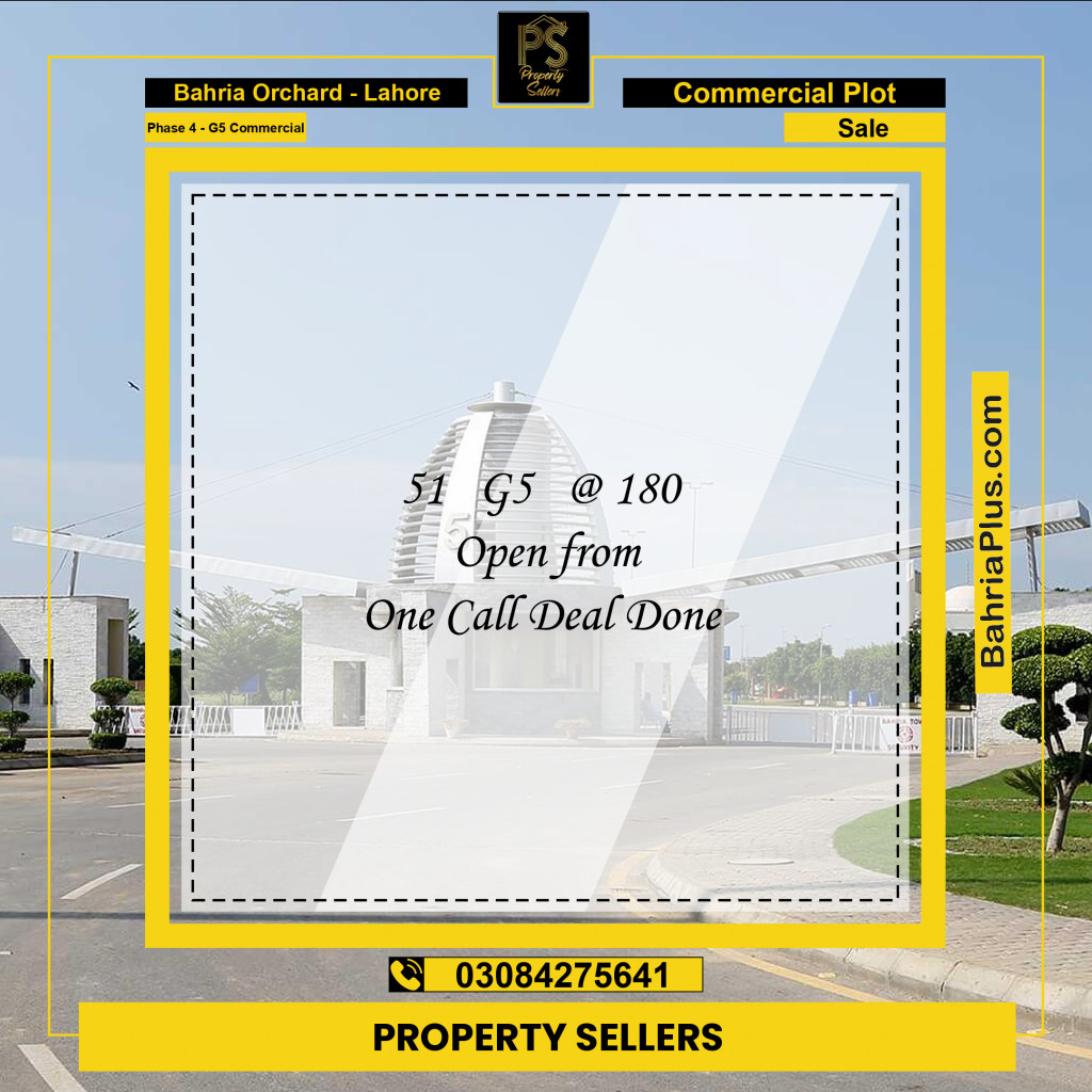 5 Marla Commercial Plot for Sale in Phase 4 - G5 Commercial -  Bahria Orchard, Lahore - (BP-264426)