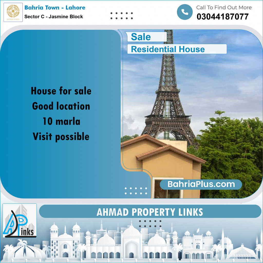 10 Marla Residential House for Sale in Sector C - Jasmine Block -  Bahria Town, Lahore - (BP-264448)