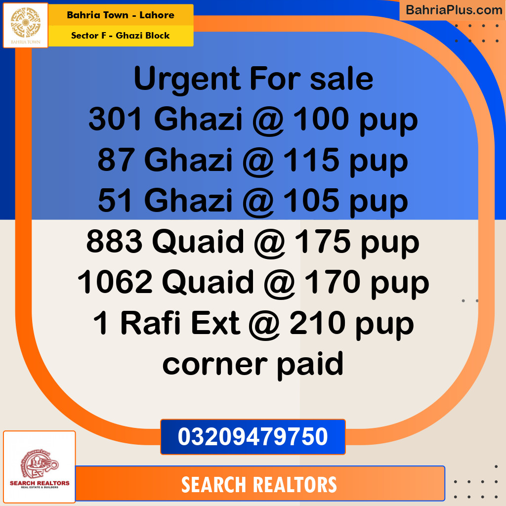 10 Marla Residential Plot for Sale in Sector F - Ghazi Block -  Bahria Town, Lahore - (BP-264644)