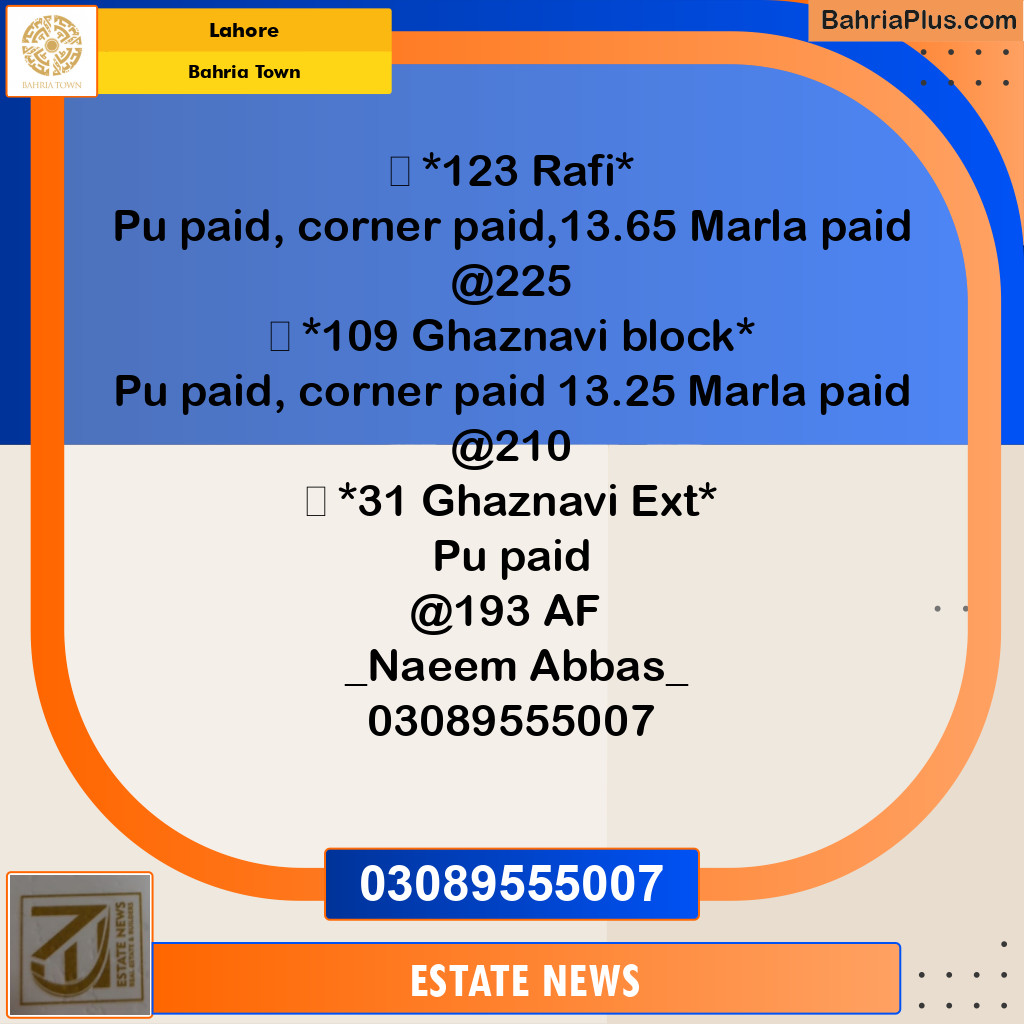 Residential Plot for Sale in Bahria Town, Lahore - (BP-264660)