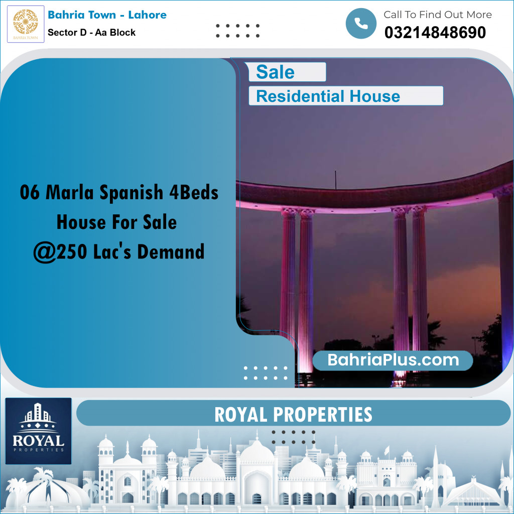 6 Marla Residential House for Sale in Sector D - AA Block -  Bahria Town, Lahore - (BP-264683)