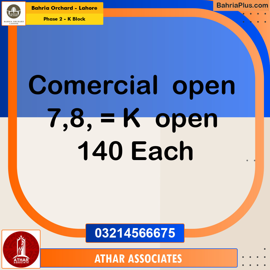 5 Marla Residential Plot for Sale in Phase 2 - K Block -  Bahria Orchard, Lahore - (BP-264699)