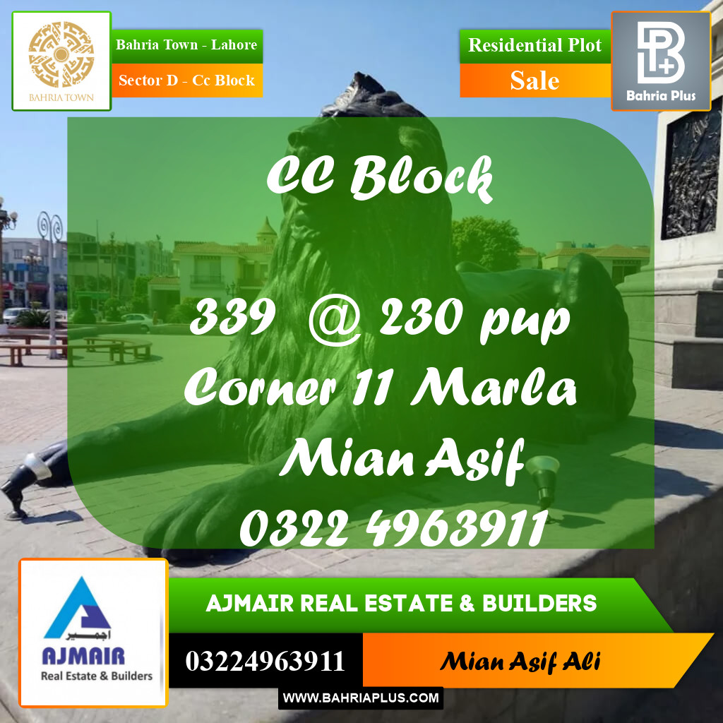Residential Plot for Sale in Sector D - CC Block -  Bahria Town, Lahore - (BP-264770)