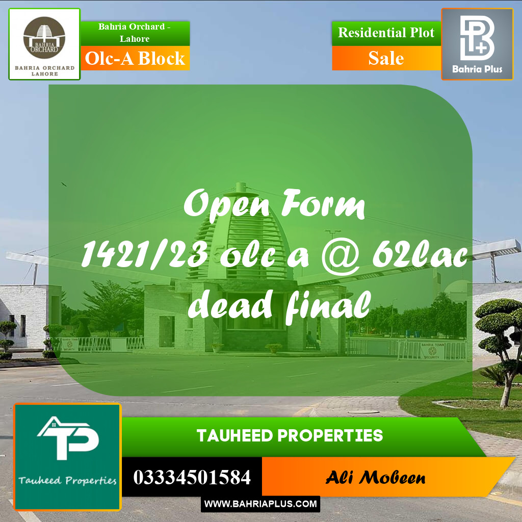 5 Marla Residential Plot for Sale in OLC-A Block -  Bahria Orchard, Lahore - (BP-264793)