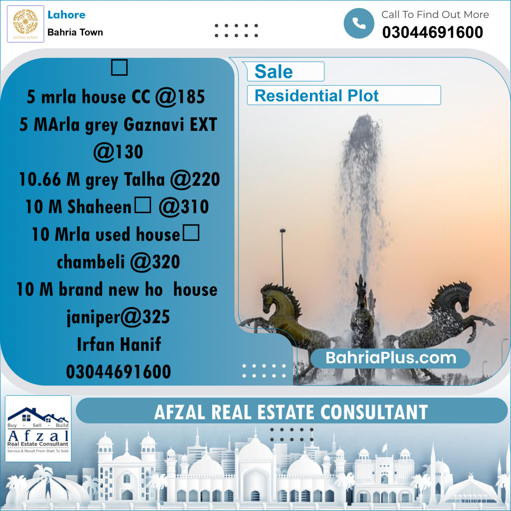 Residential Plot for Sale in Bahria Town, Lahore - (BP-264807)