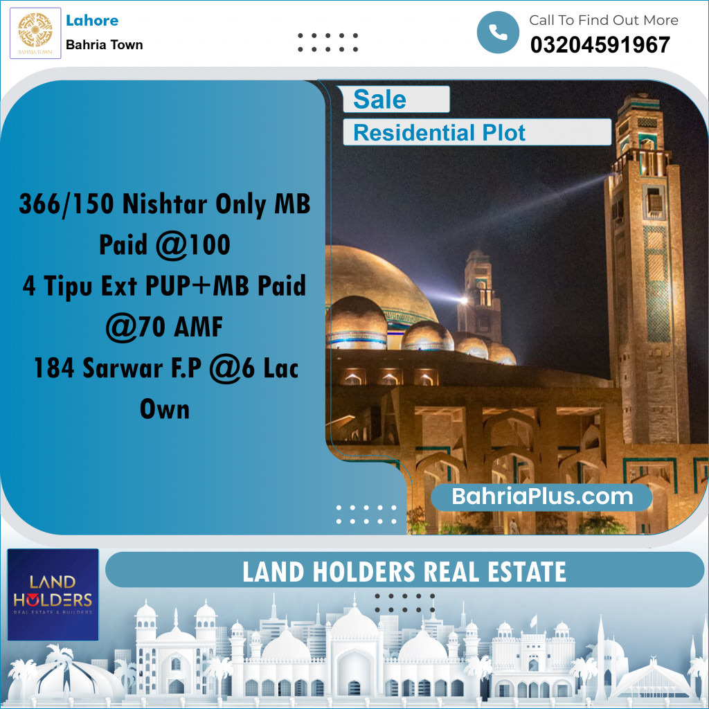 Residential Plot for Sale in Bahria Town, Lahore - (BP-264821)