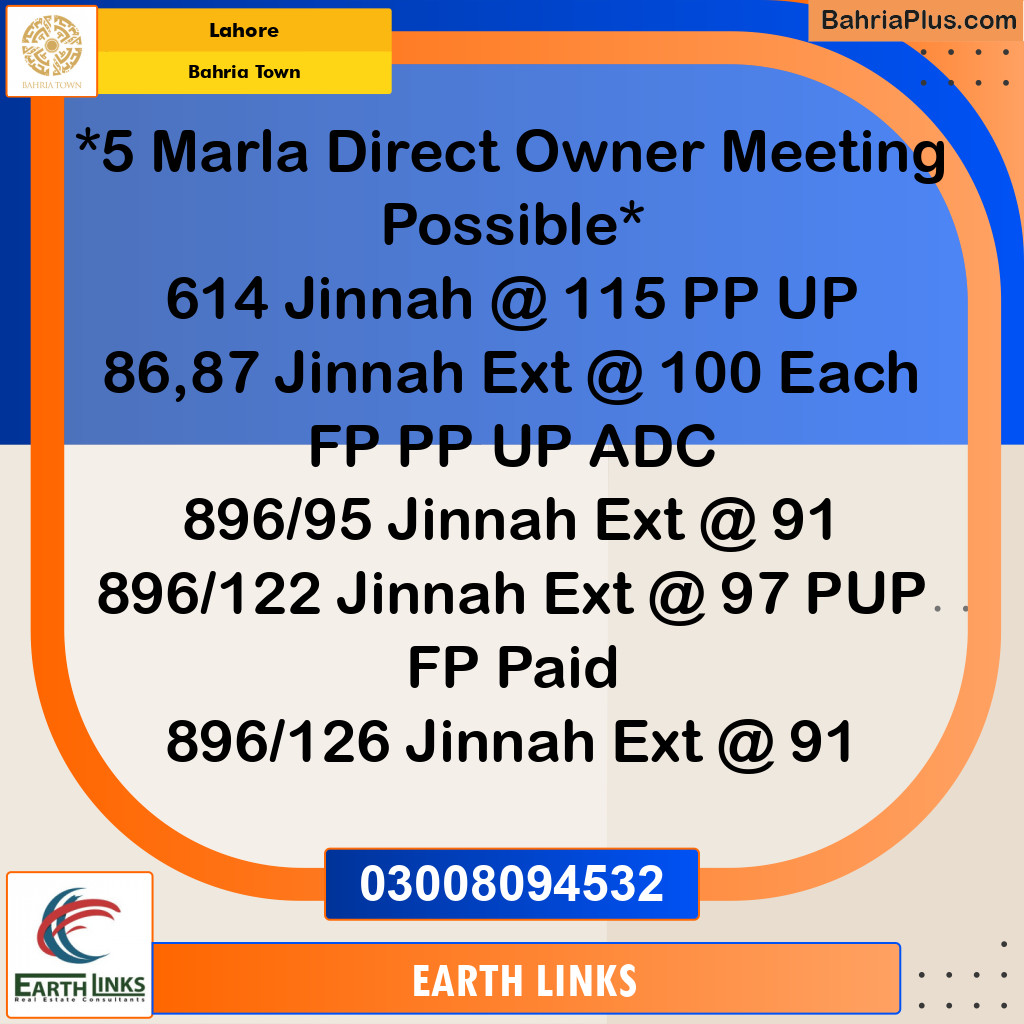 5 Marla Residential Plot for Sale in Bahria Town, Lahore - (BP-264883)