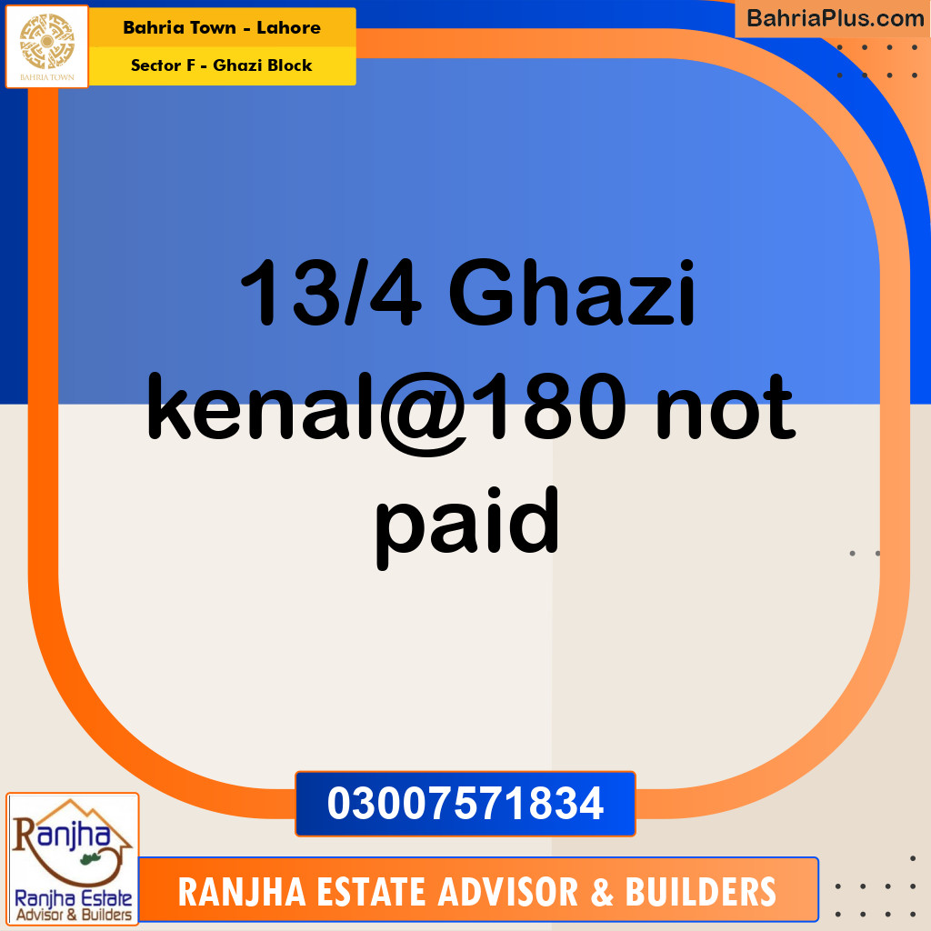 1 Kanal Residential Plot for Sale in Sector F - Ghazi Block -  Bahria Town, Lahore - (BP-264907)