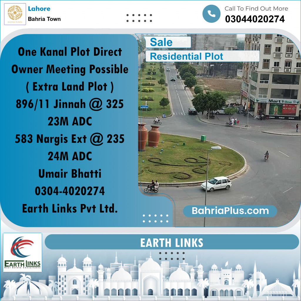 1 Kanal Residential Plot for Sale in Bahria Town, Lahore - (BP-264919)