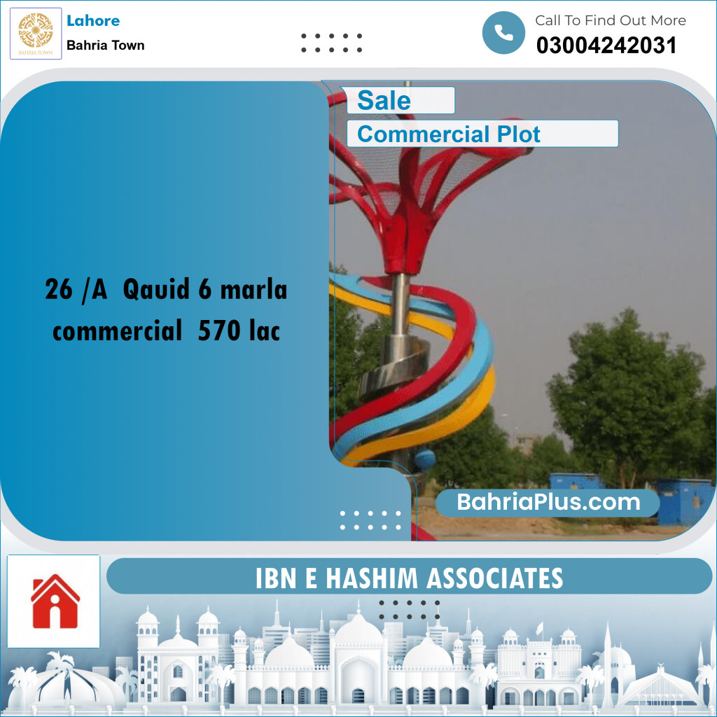6 Marla Commercial Plot for Sale in Bahria Town, Lahore - (BP-264952)