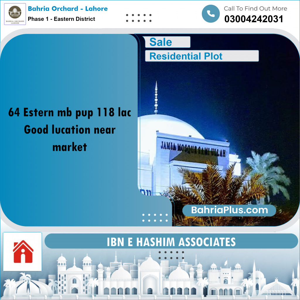 10 Marla Residential Plot for Sale in Phase 1 - Eastern District -  Bahria Orchard, Lahore - (BP-264954)