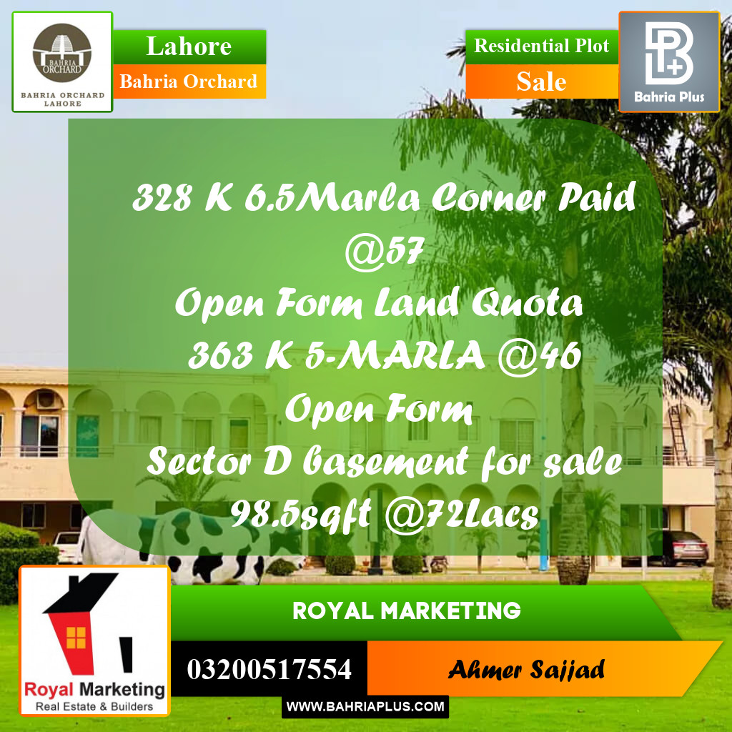 Residential Plot for Sale in Bahria Orchard, Lahore - (BP-264958)