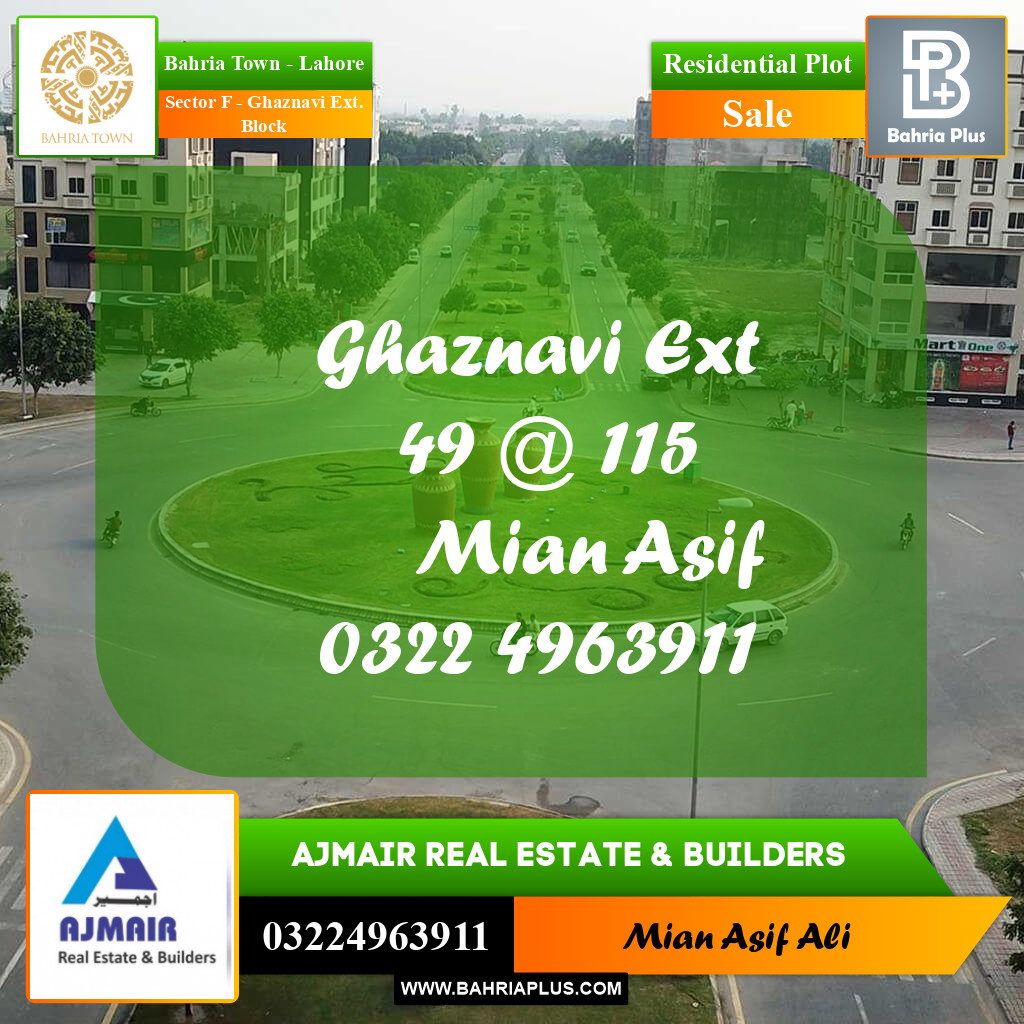 Residential Plot for Sale in Sector F - Ghaznavi Ext. Block -  Bahria Town, Lahore - (BP-264962)