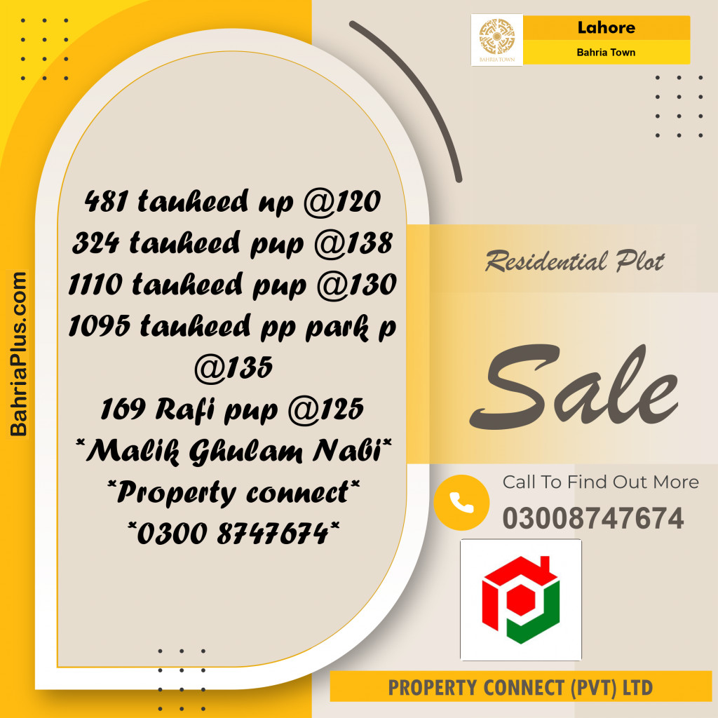 Residential Plot for Sale in Bahria Town, Lahore - (BP-264976)