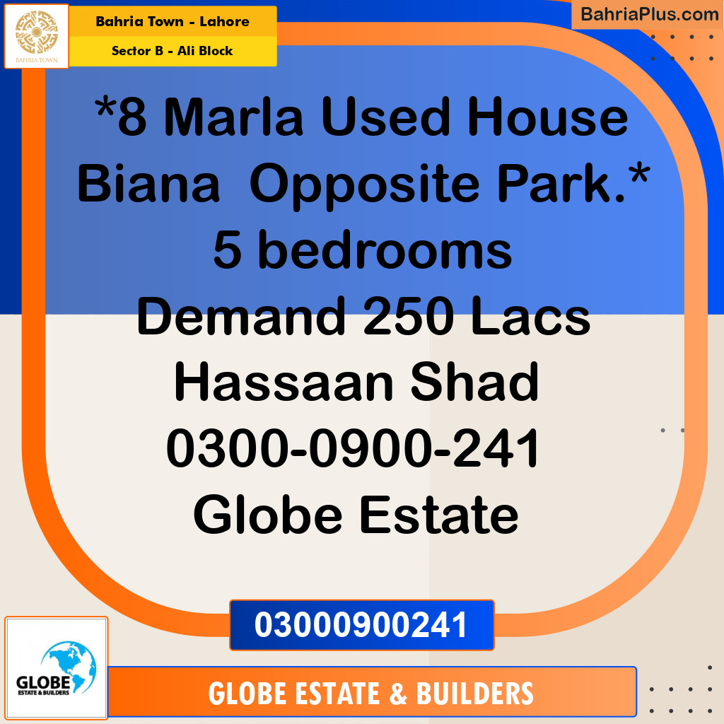 8 Marla Residential House for Sale in Sector B - Ali Block -  Bahria Town, Lahore - (BP-265004)