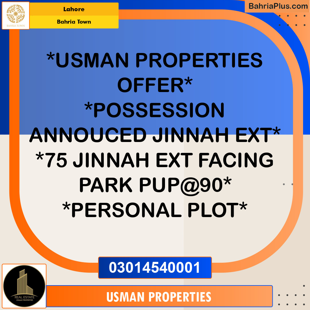 Residential Plot for Sale in Bahria Town, Lahore - (BP-265008)