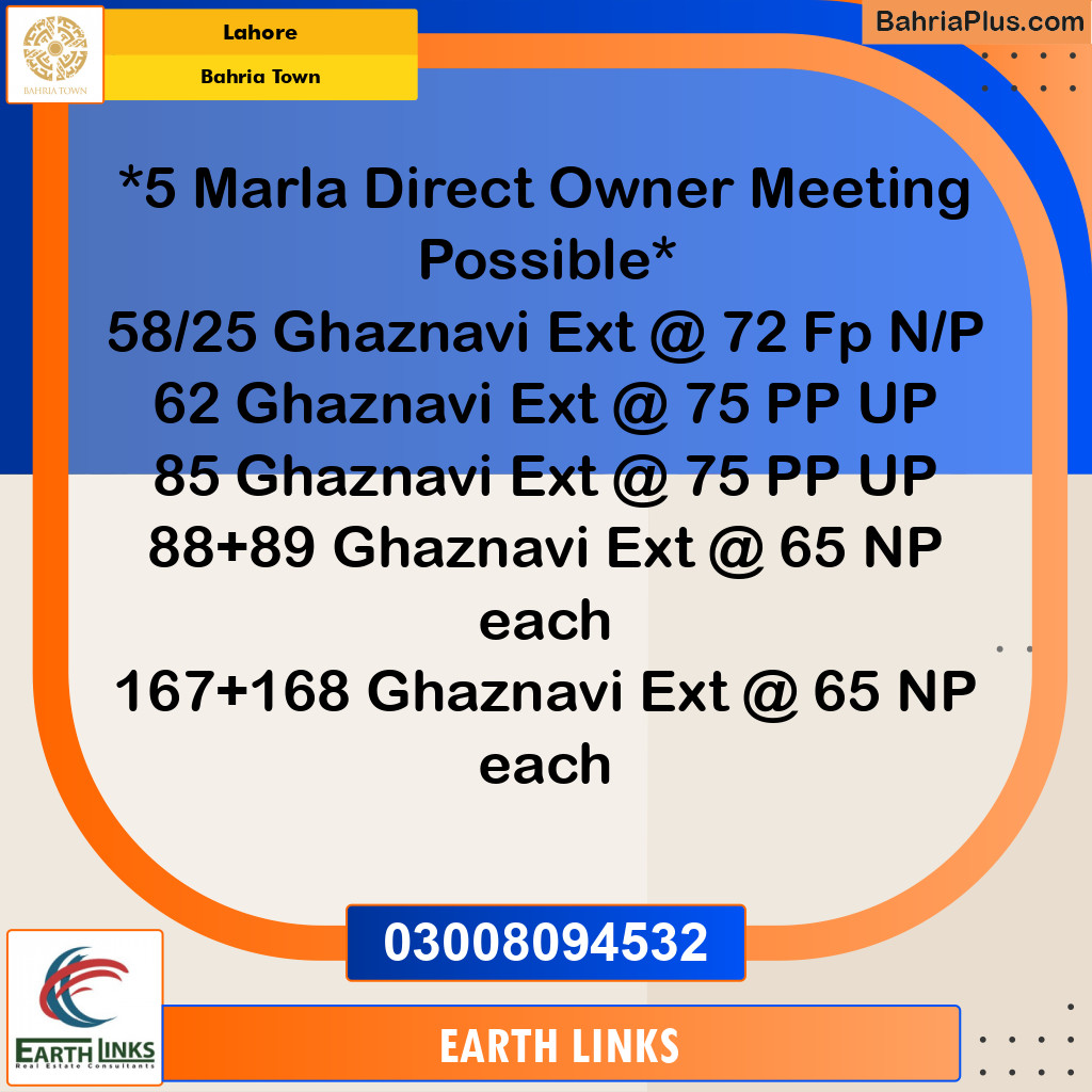 5 Marla Residential Plot for Sale in Bahria Town, Lahore - (BP-265032)