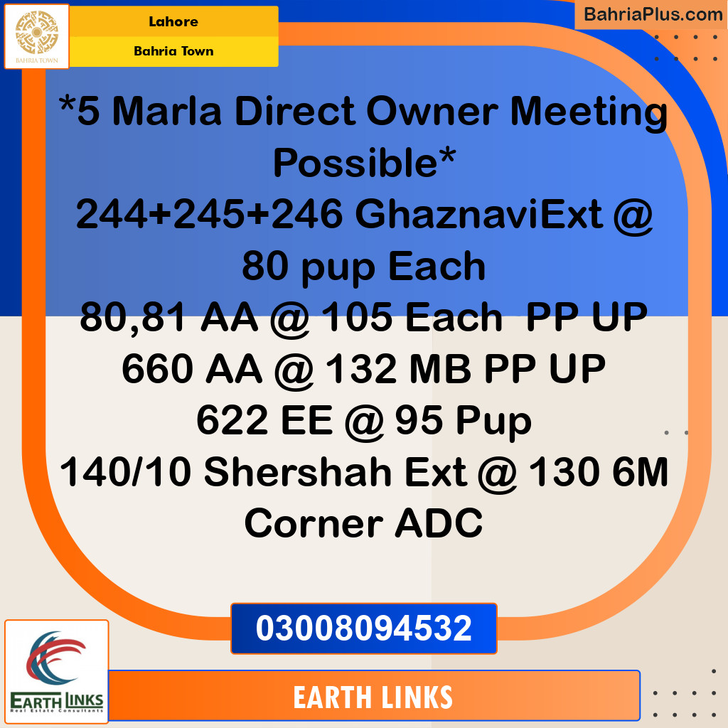 5 Marla Residential Plot for Sale in Bahria Town, Lahore - (BP-265033)