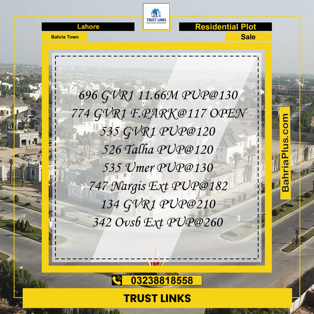 Residential Plot for Sale in Bahria Town, Lahore - (BP-265098)