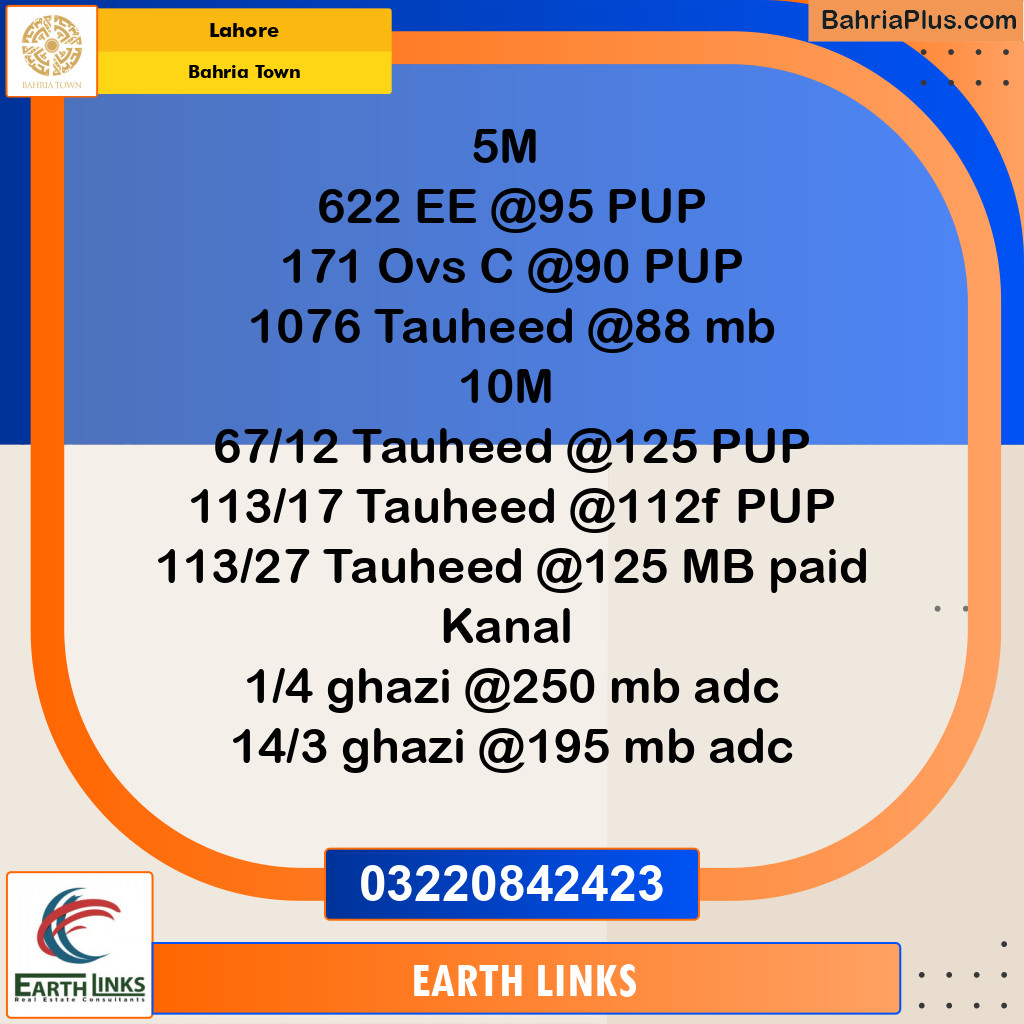 Residential Plot for Sale in Bahria Town, Lahore - (BP-265105)