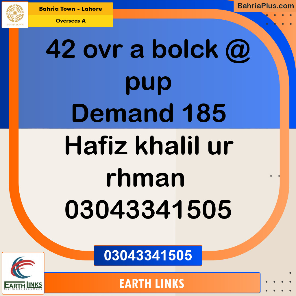 10 Marla Residential Plot for Sale in Overseas A -  Bahria Town, Lahore - (BP-265113)