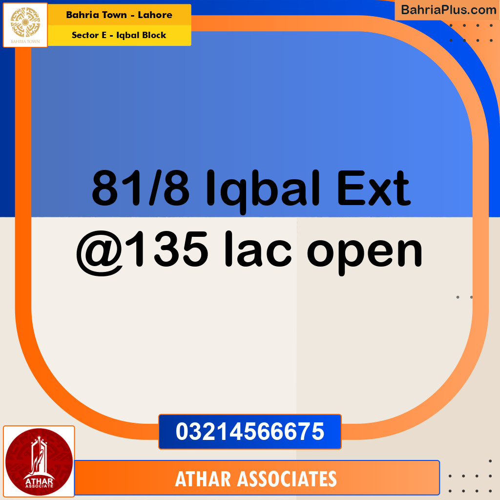 5 Marla Residential Plot for Sale in Sector E - Iqbal Block -  Bahria Town, Lahore - (BP-265156)