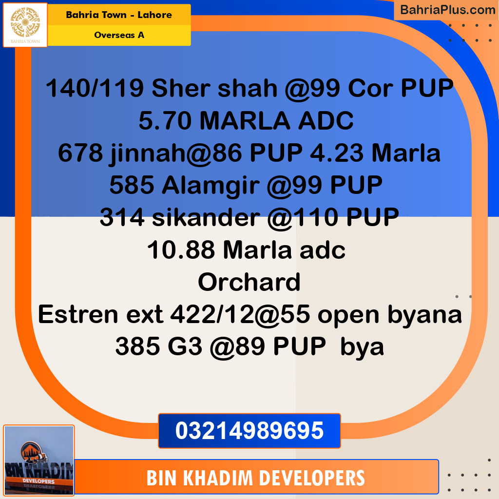 Residential Plot for Sale in Overseas A -  Bahria Town, Lahore - (BP-265163)