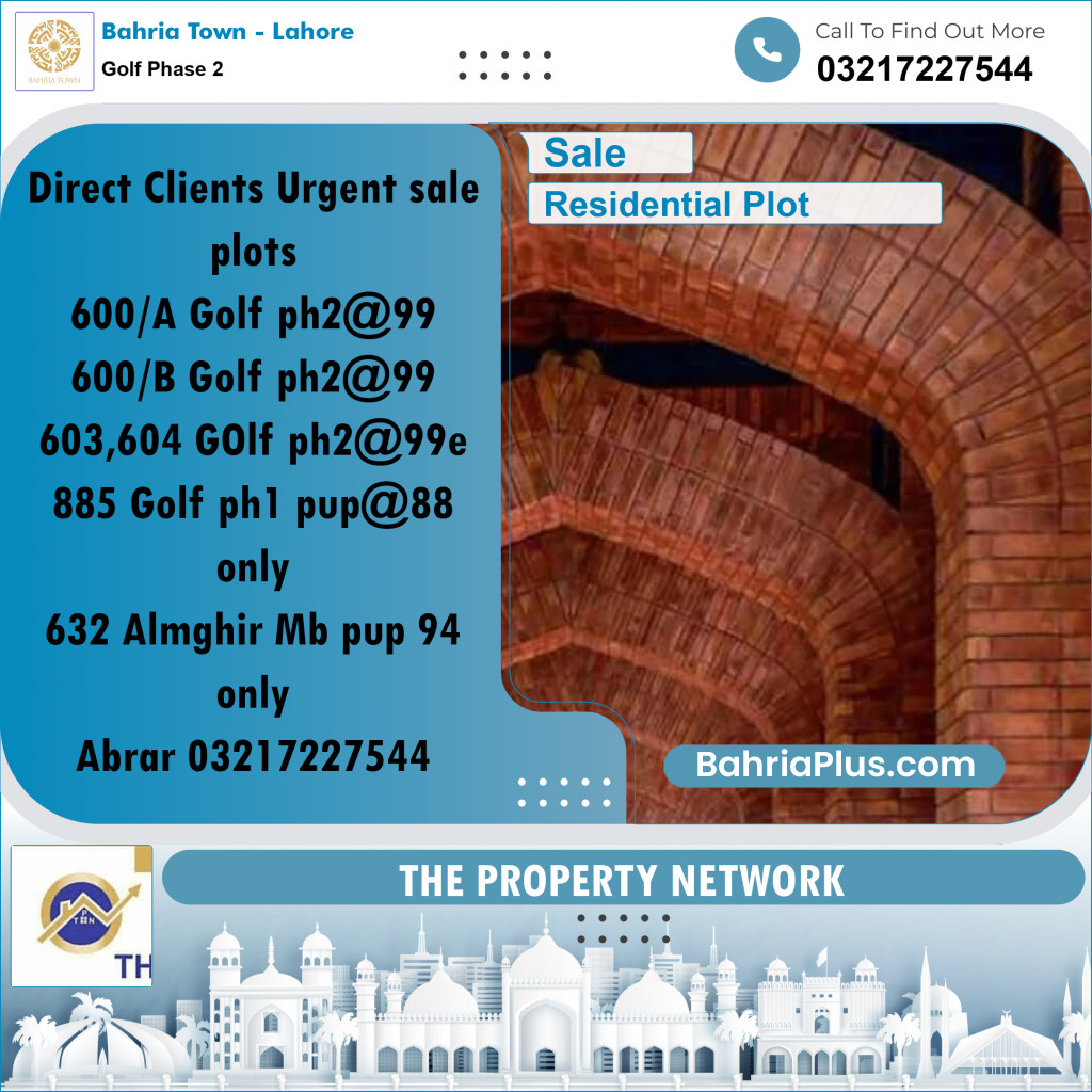 10 Marla Residential Plot for Sale in Golf Phase 2 -  Bahria Town, Lahore - (BP-265168)