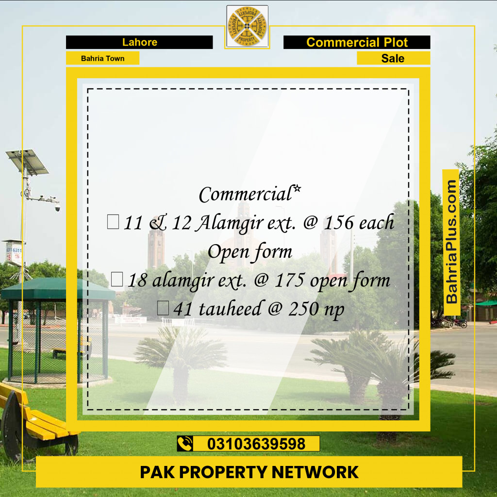 Commercial Plot for Sale in Bahria Town, Lahore - (BP-265190)