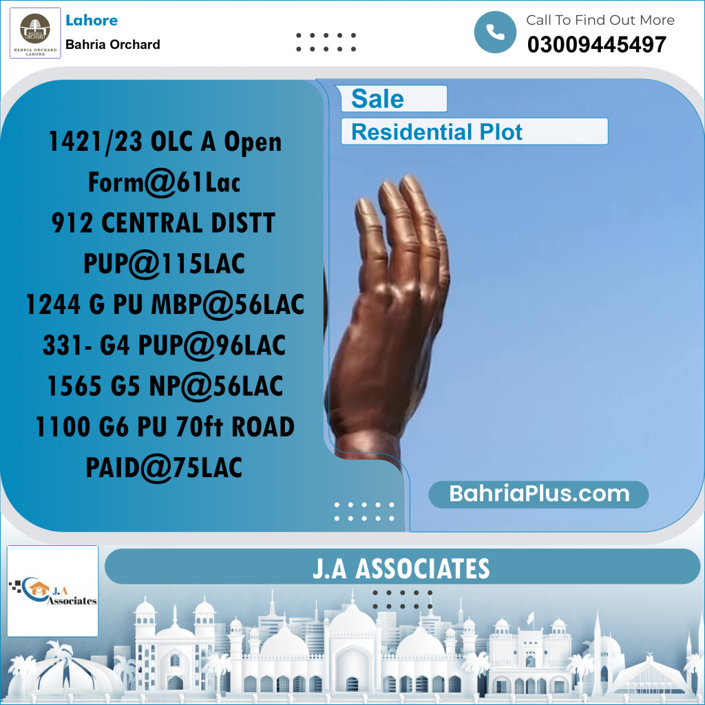Residential Plot for Sale in Bahria Orchard, Lahore - (BP-265195)