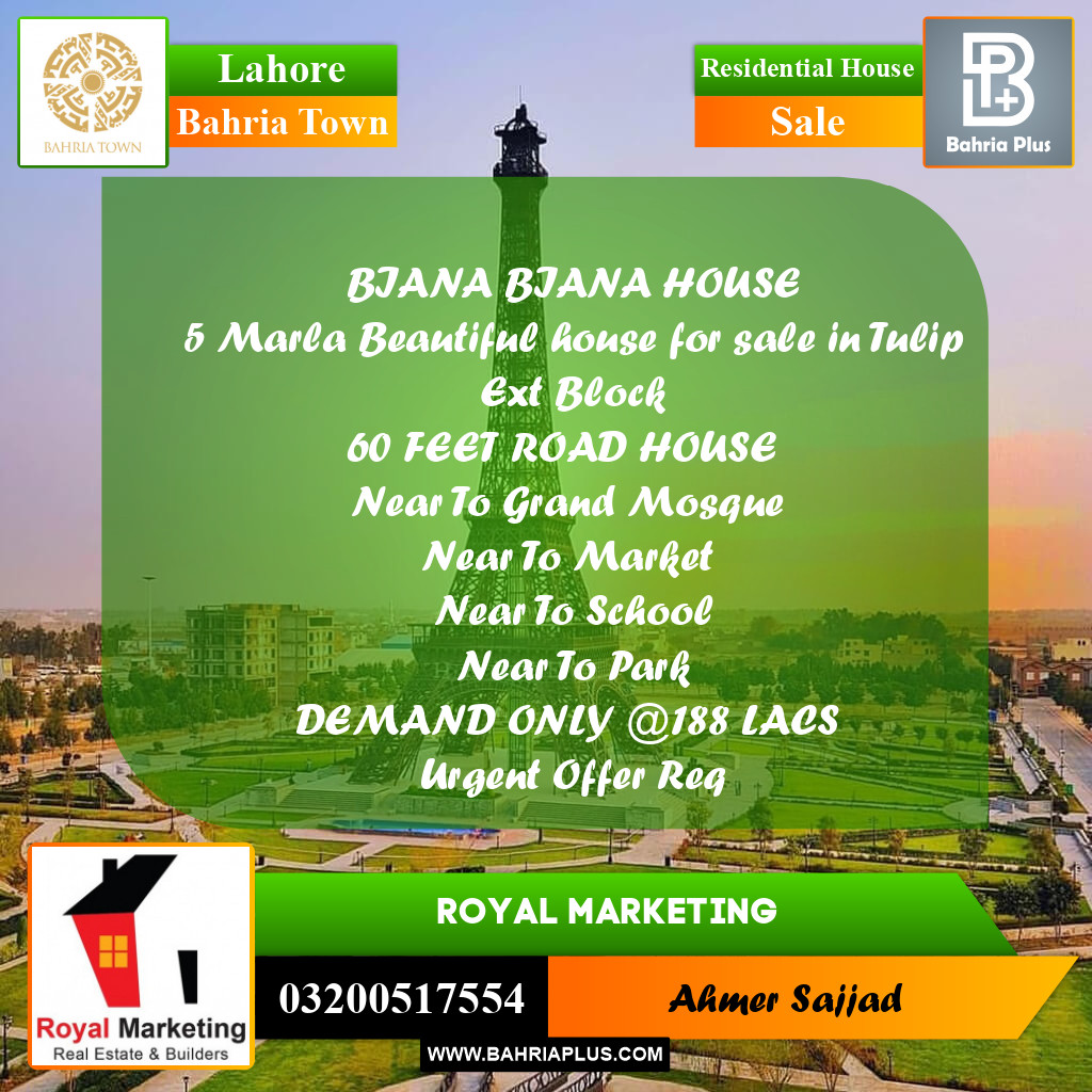 Residential House for Sale in Bahria Town, Lahore - (BP-265199)