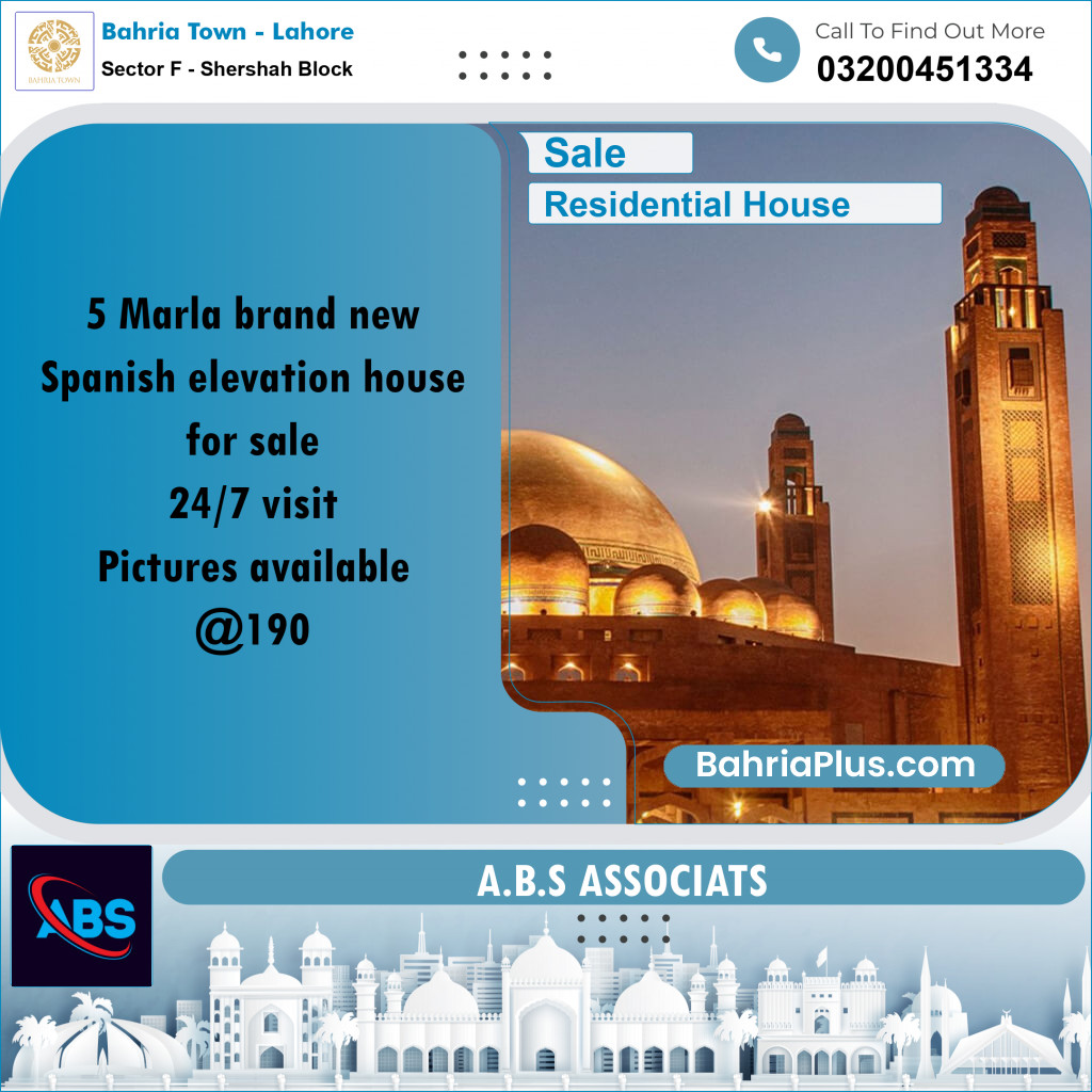 5 Marla Residential House for Sale in Sector F - Shershah Block -  Bahria Town, Lahore - (BP-265204)