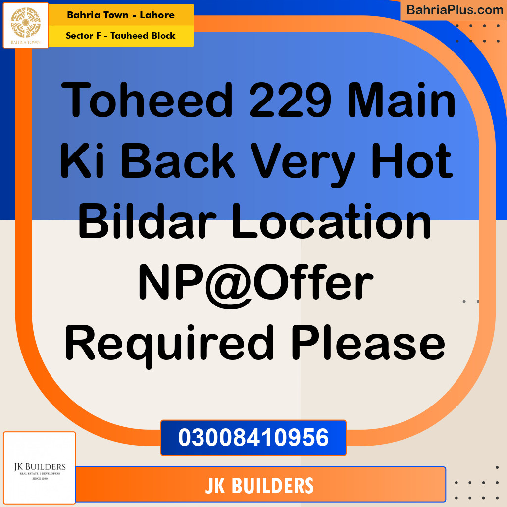 10 Marla Residential Plot for Sale in Sector F - Tauheed Block -  Bahria Town, Lahore - (BP-265240)