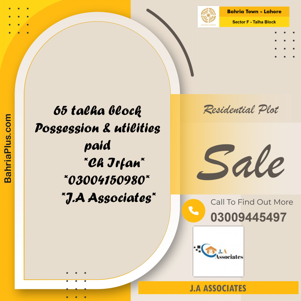 10 Marla Residential Plot for Sale in Sector F - Talha Block -  Bahria Town, Lahore - (BP-265256)