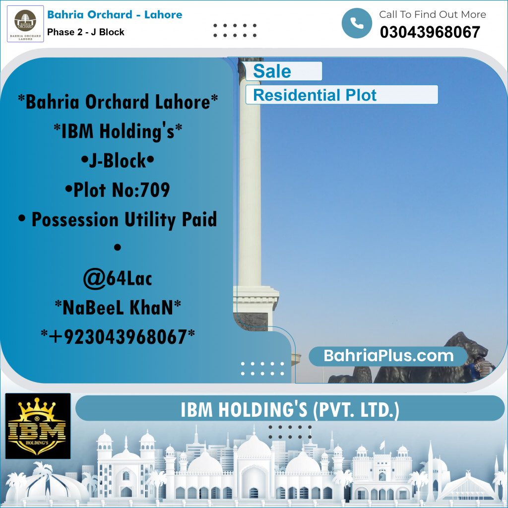 8 Marla Residential Plot for Sale in Phase 2 - J Block -  Bahria Orchard, Lahore - (BP-265272)