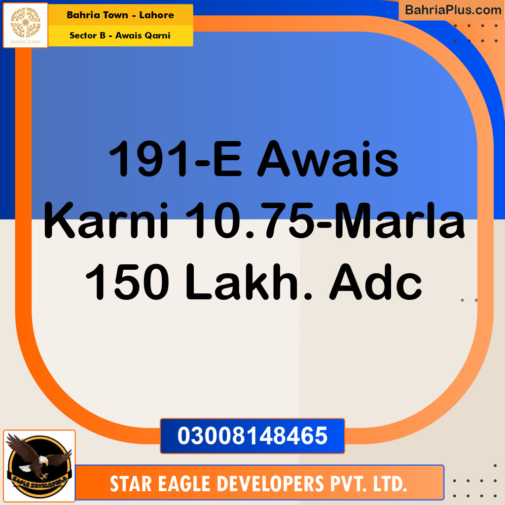 10.75 Marla Residential Plot for Sale in Sector B - Awais Qarni -  Bahria Town, Lahore - (BP-265328)