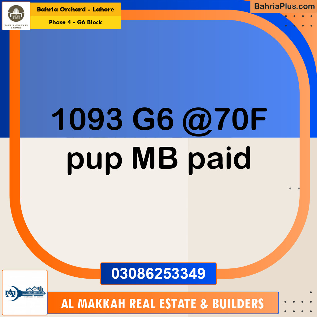 10 Marla Residential Plot for Sale in Phase 4 - G6 Block -  Bahria Orchard, Lahore - (BP-265336)