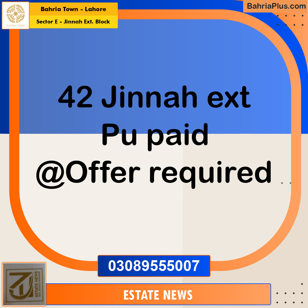 Residential Plot for Sale in Sector E - Jinnah Ext. Block -  Bahria Town, Lahore - (BP-265398)