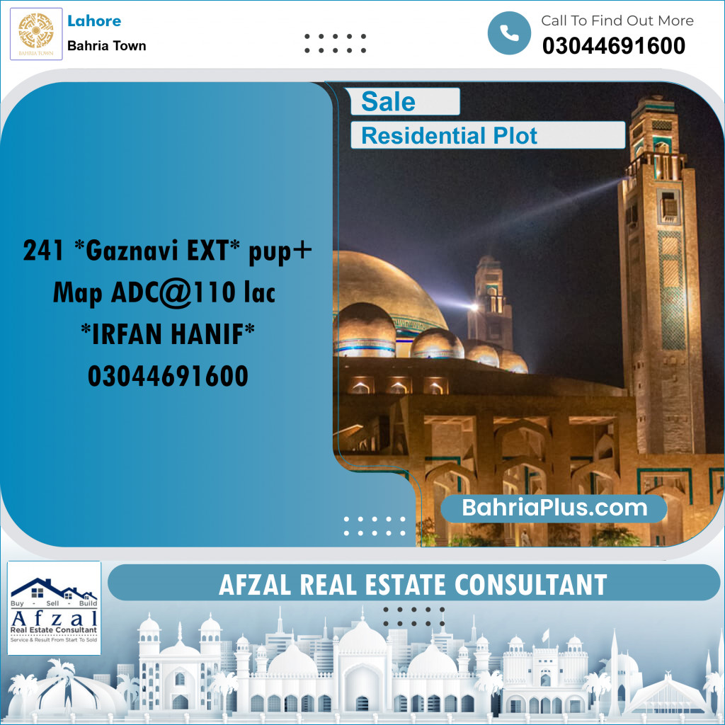 Residential Plot for Sale in Bahria Town, Lahore - (BP-265414)