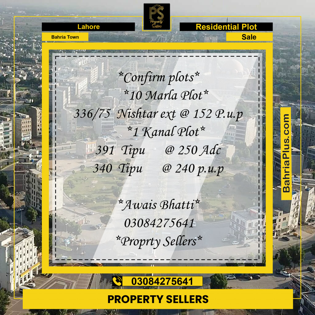 Residential Plot for Sale in Bahria Town, Lahore - (BP-265415)