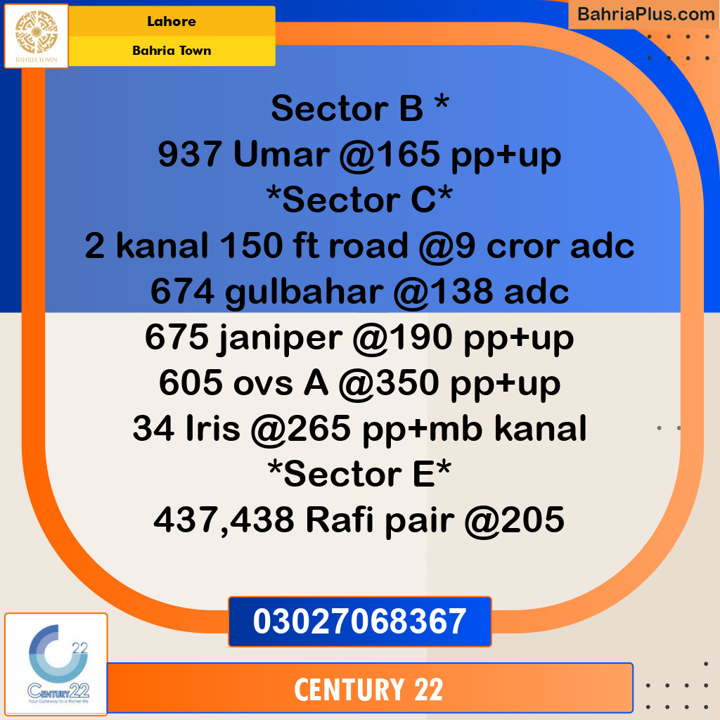 Residential Plot for Sale in Bahria Town, Lahore - (BP-265431)