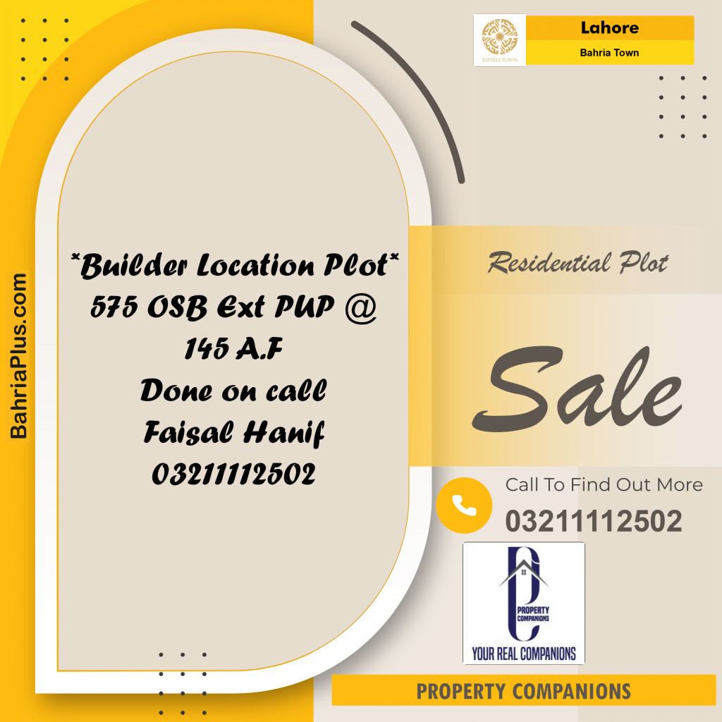 Residential Plot for Sale in Bahria Town, Lahore - (BP-265464)