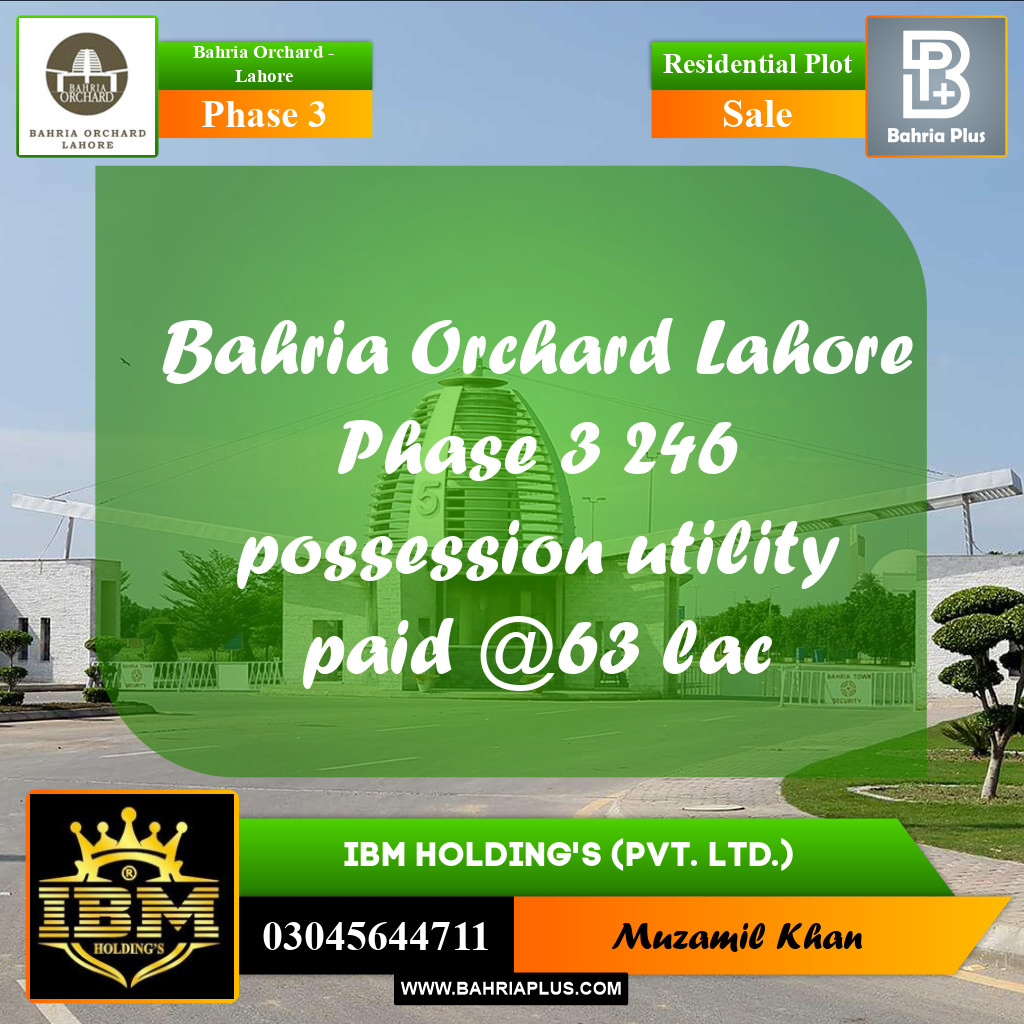 8 Marla Residential Plot for Sale in Phase 3 -  Bahria Orchard, Lahore - (BP-265480)