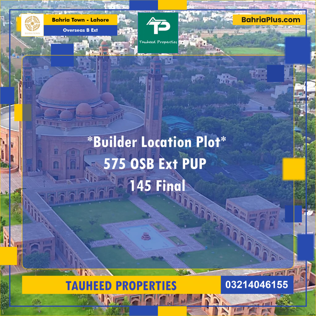 10 Marla Residential Plot for Sale in Overseas B Ext -  Bahria Town, Lahore - (BP-265504)