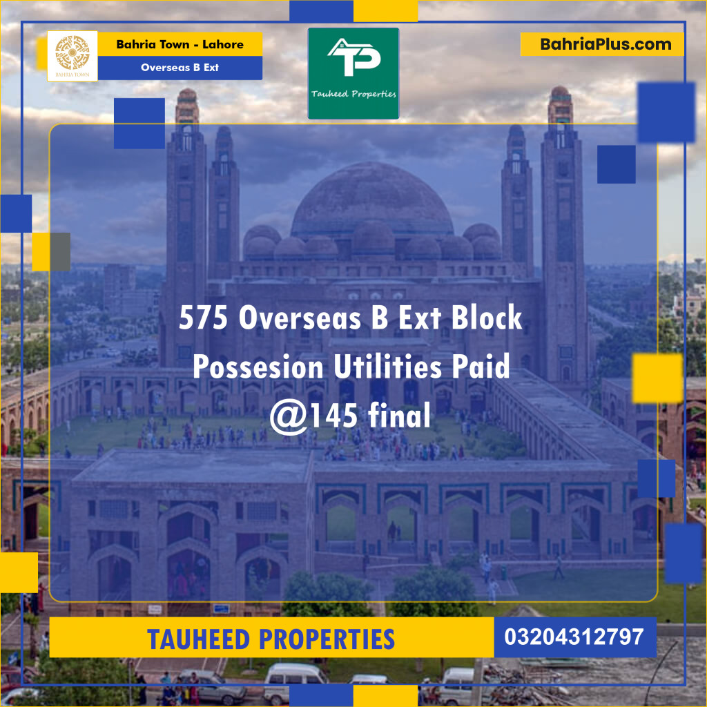 10 Marla Residential Plot for Sale in Overseas B Ext -  Bahria Town, Lahore - (BP-265506)