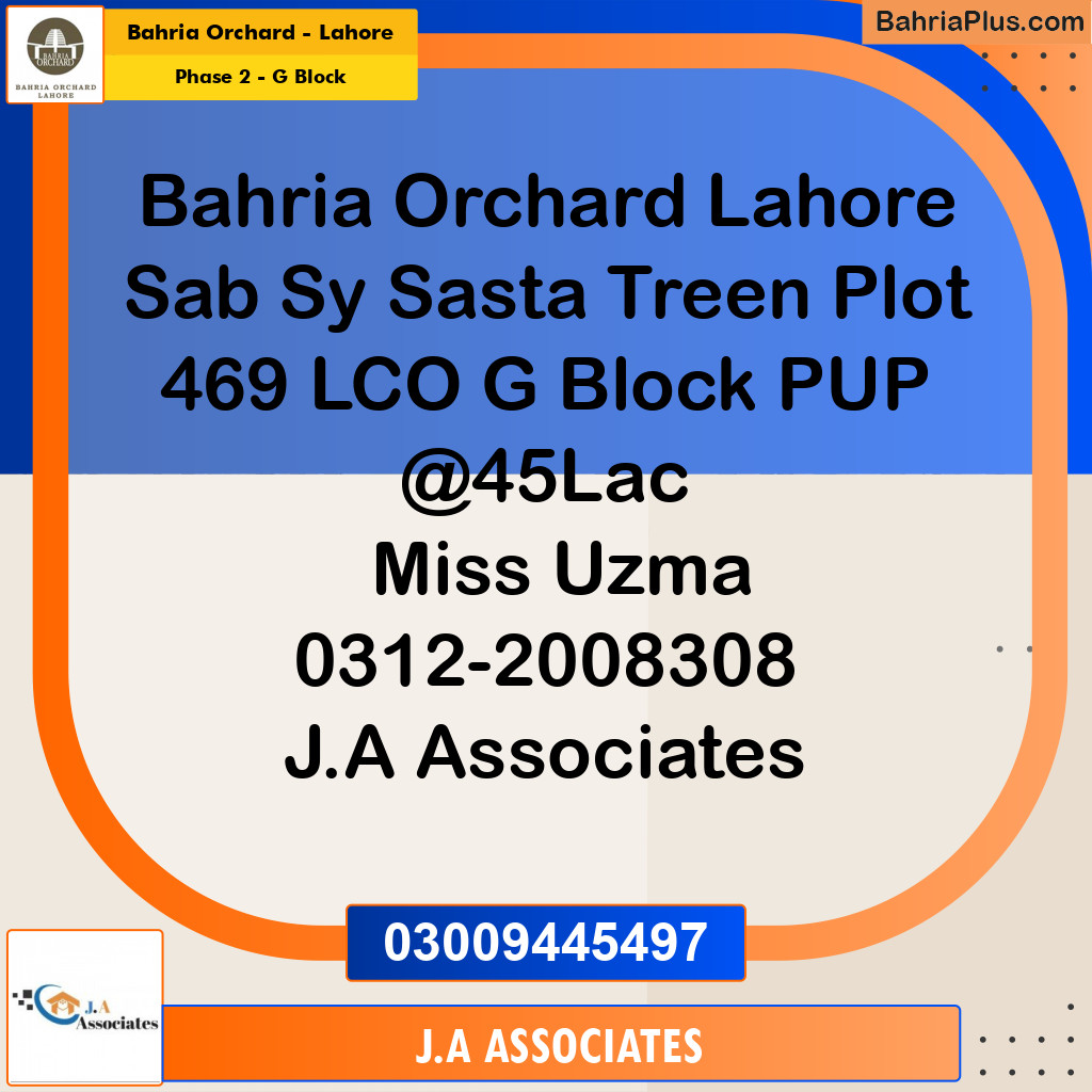 5 Marla Residential Plot for Sale in Phase 2 - G Block -  Bahria Orchard, Lahore - (BP-265510)