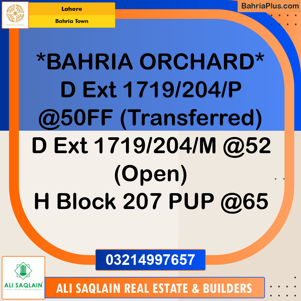 Residential Plot for Sale in Bahria Town, Lahore - (BP-265547)
